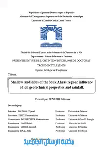 Shallow landslides of The souk-ahras region : infuence of soil geotechnical properties and rainfall